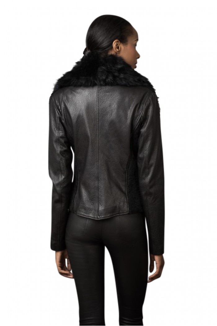 Textured Panel Leather Jacket