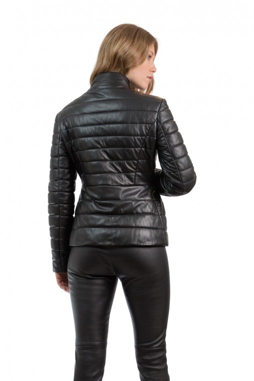 Fitted Leather Quilt Jacket