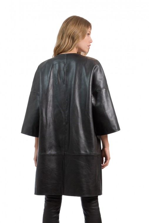 ¾  Length Sleeve Leather Coat